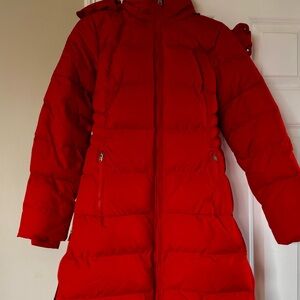 Athleta Bold Red Puffer Coat